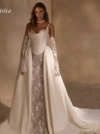 Wedding Dresses Spaghetti Straps Corset Sweetheart Mermaid Bridal Gown Sweep Train Backless Princess Bride Gown Customized