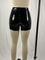 Sexy Nightclub Costumes Shorts Women PU Leather Shorts High Waist Solid Color Button Black Shorts Fashion Summer