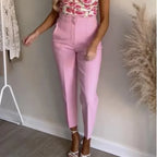 HXAO Fashion Office Wear High waist Pants for Women Formal Pants Office outfits Pencil Trousers Black Pink White Ladies Pants