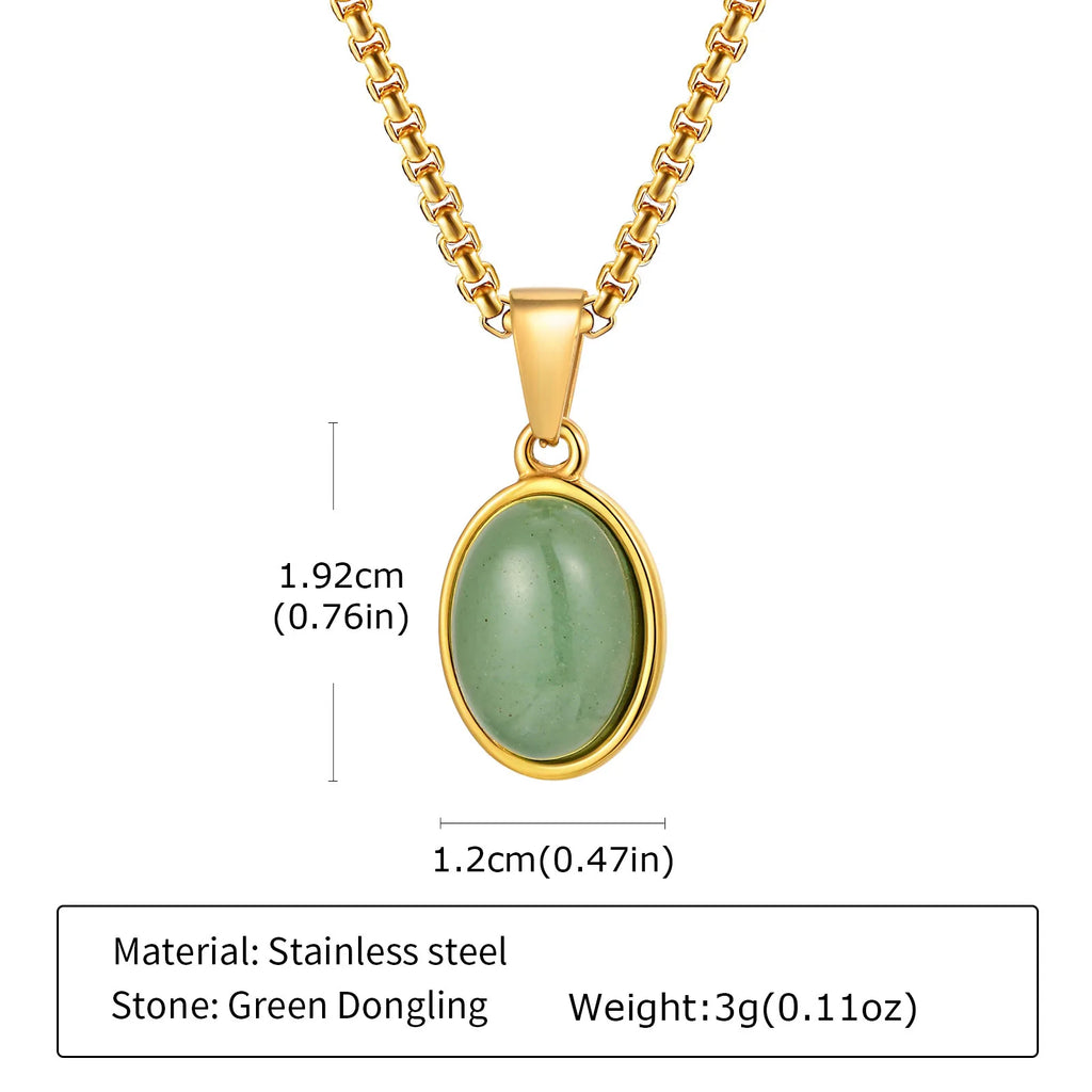 Trendy Pendant Necklaces for Men Boys,Square Natural Stone Stainless Steel Necklaces,Hip Hop Cool Healing Jewelry Gifts