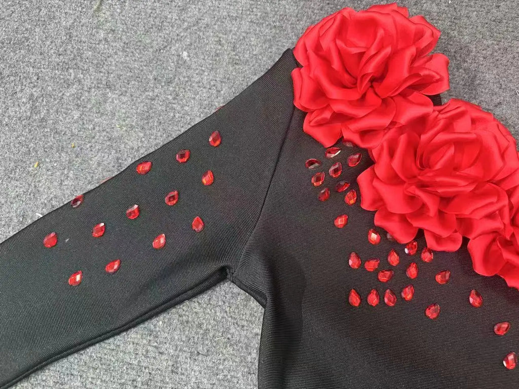 3D Flower Strapless Dress Party Dresses Ropa De Mujer French Banquet Elegant Gown Vestidos فساتين سهرة فساتين نسائيه انيقه