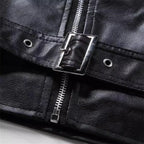 2026 New Men Solid Color Imitation Leather Jacket Red Fashion Homme Oblique Zipper Biker Coats Male Bar KTV Casual Top
