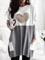 2026 Plus Size Europe And The United States Autumn Love Printed Round Neck Loose Color Contrast Long Sleeve T-Shirt Women