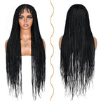 Synthetic 36 inch Lace Front Knotless Braided Wigs Black Box Braid Wig with Baby Hair Blended Lace Frontal Box Braided