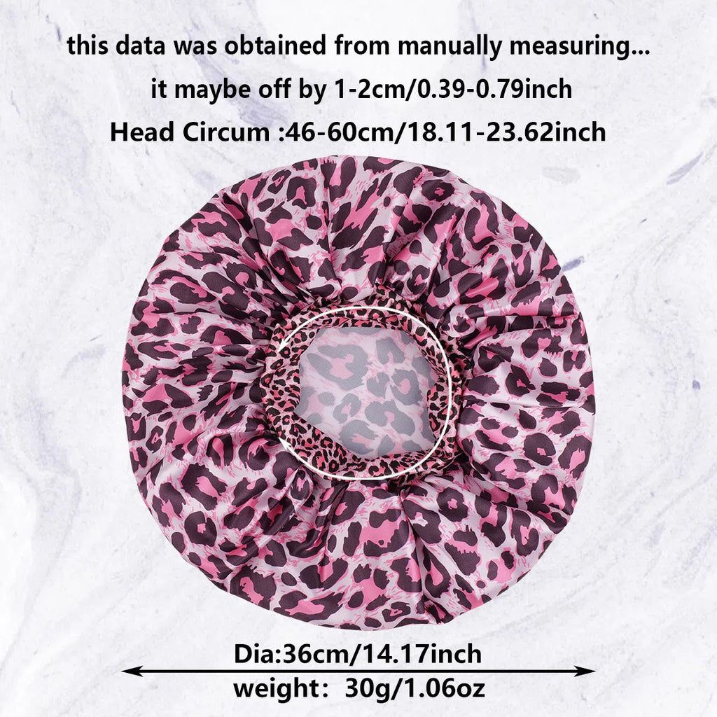 Luxurious Women's Satin Sleep Bonnet All-Over Leopard Print Nightcap for Hair Care And Fashion Style
