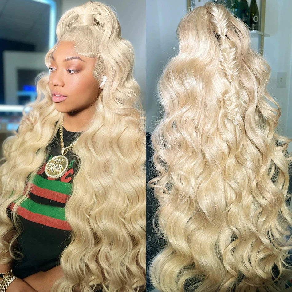 13x6 Body Wave HD Transparent 613 Lace Frontal Human Hair Wig Honey Blonde Color Brazilian Lace Front Wigs On Clearance Sale Secondary image