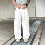 Pants Denim Men Jeans Wide Leg Long Pant Vintage Loose Hot Drilling High Waist Straight Trousers Y2k Streetwear Lace Up Spring
