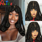 Synthetic Full Lace Bantu Braids Wig with Baby Hair 14Inch Natural Lace Front Braided Wig Handmade Cornrow Braid for Black Women