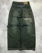 Street Vintage Jeans New Y2K Harajuku Wash Blue Multiple pockets Baggy Jeans Denim Pants Mens Womens High Waist Wide Trousers