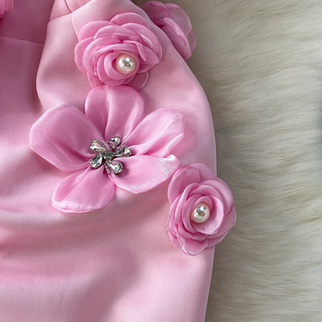 Chic vintage floral Three-dimensional Elegant Fairy korean fashion autumn Sundress women clothing