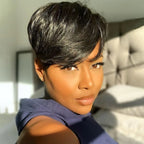 Short Pixie Cut Wig Human Hair For Women Machine Made Wigs With Bangs Brazilian Human Hair Wigs Cheap Pixie Cut WigsOn Sale