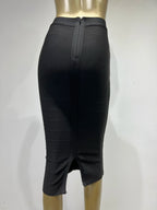 Elegant Elastic Knee Length Bandage Skirts For Women Chic High Waist Formal Occassion Office Lady Pencil Skirt Comfortable