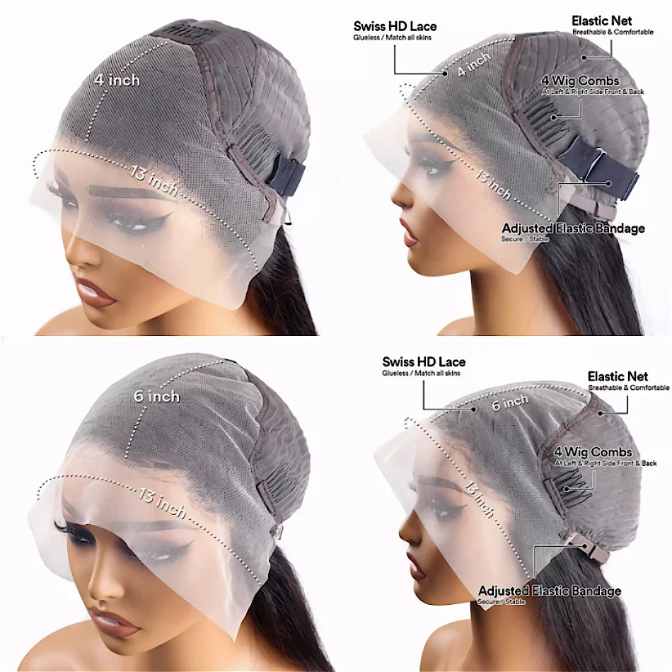 HD Chocolate Brown 13x4 Straight Lace Front Wig Brazilian 13x6 Full Lace Frontal Wigs For Women Remy Human Hair Wig Pre Plucked