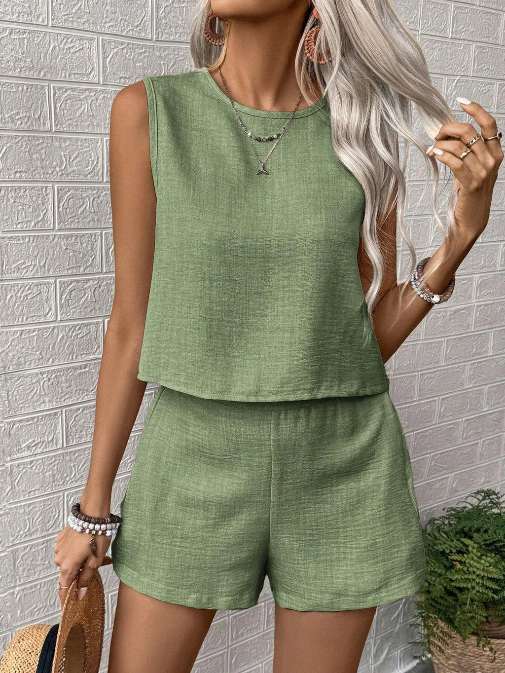Summer Shorts Sets Women 2026 Fashion Sleeveless Loose Tank Tops And Short Pants Two Piece Sets Women Outfit Casual Femme Suit