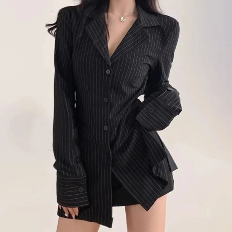 Striped Shirts for Women Turn-down Collar Long Sleeve Blouses Spring 2025 New Fashion Single Breasted Female Shirts Main image