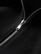 Woolen Zipper Loose Short Jacket Women Long Sleeve Lapel Solid 2025 Autumn Winter Commute Coat Street Office Warm Ladies Outwear