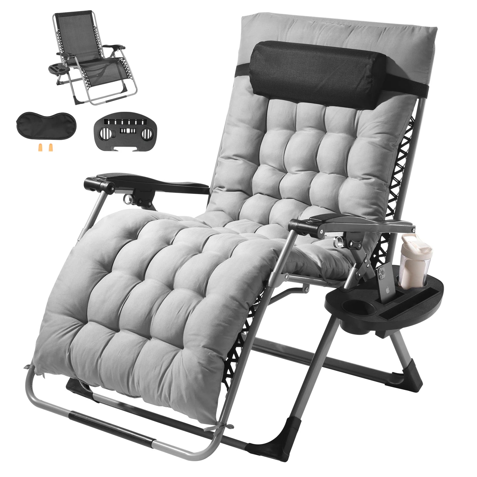 SucceBuy Zero Gravity Chair Zero Gravity Recliner Lounge Chair Adjustable Anti Gravity Chair with Cushion Footrest and Cupholder Main image