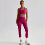 Women's Gym Workout Yoga Outfit Sets Naked feel fabric Beautiful Back Bra outdoor Running Fitness Butt-lifting Yoga Pants Suit
