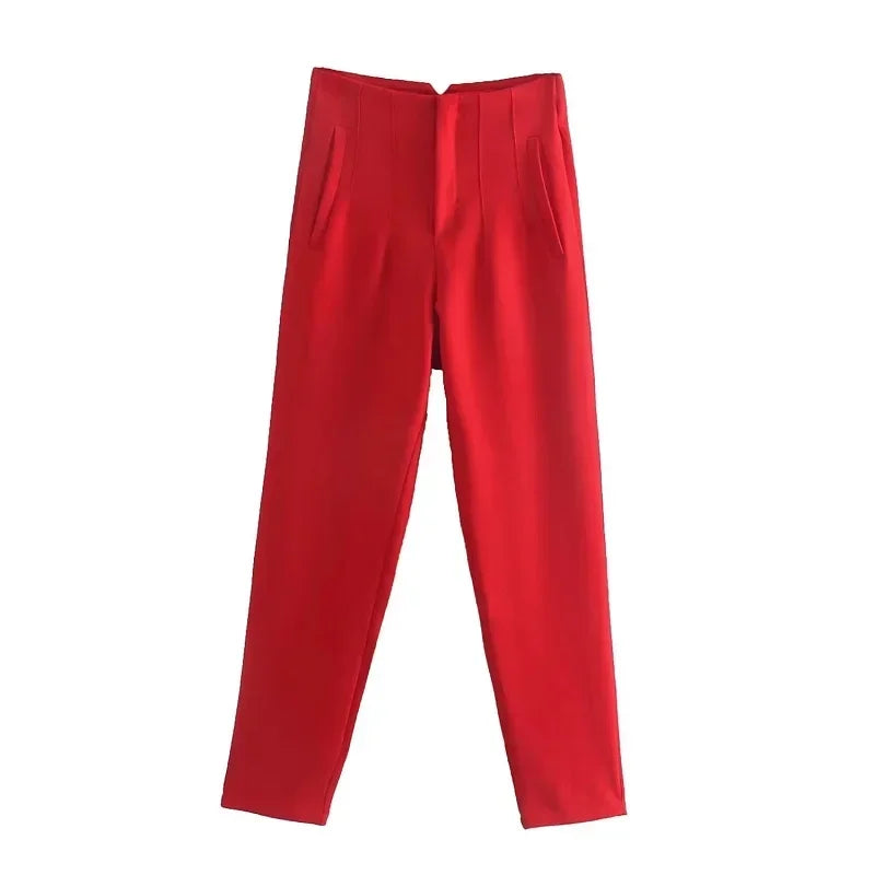 HXAO Fashion Office Wear High waist Pants for Women Formal Pants Office outfits Pencil Trousers Black Pink White Ladies Pants