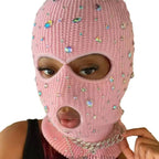 D0UB Knitted Hooded Face Cover Encrusted Halloween Cosplay Balaclava Outdoor