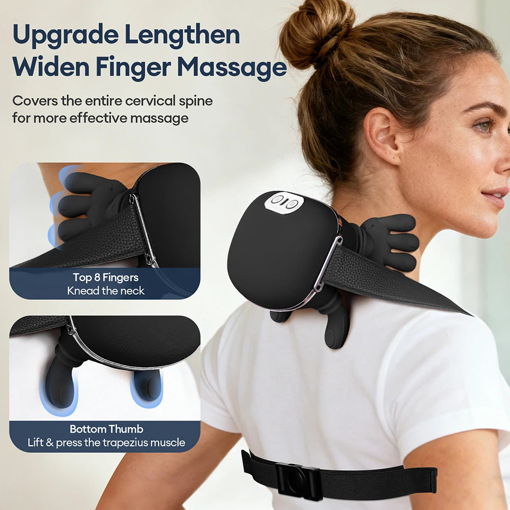 Bionic Finger Neck And Shoulder Massager Cervical Trapezius 4D Kneading Body Back Hand Massage Shawl Brushless Motor