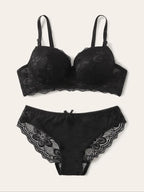 Viomisha Sexy Lingerie Set Lady Push Up Bras Set Transparent Floral Underwire Intimate Pretty Lace Underwear Panty Set