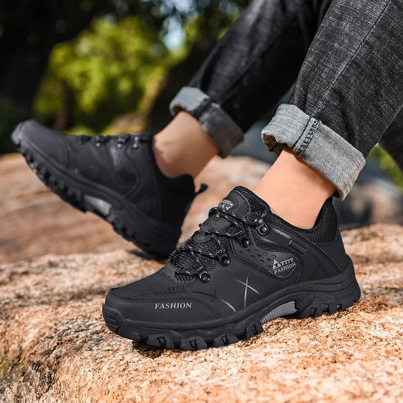 Shoes for Men 2026 New Men Sneakers Leather Waterproof Mountaineering Camping Hiking Shoes Thick Sole Comfortable Running Shoes
