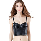 Wechery Women Leather Corset Top Crop Bustier Gothic Bra Push Up Bodice Sexy Lingerie Corselet Party Short Camis Plus Size 6XL