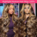 P1B30 Highlight Body Wave Human Hair Wigs 100%Human Hair Quality 13X6 Hd Lace Frontal Wigs 250 Density Brazilian Lace Front Wigs