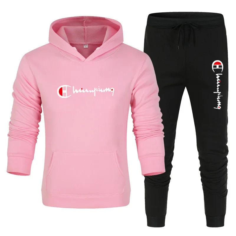 2026 Men's Tracksuit Hooded Sweatshirt+Sweatpants 2 Pcs Sets Sports Suit Casual Jogger Sportswear 2 Piece Male Streetwear Sets