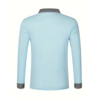 Spring and Autumn Men's Long Sleeve Polo Shirt Classic Business Office T-shirt Male Street Casual Fashion Solid Color Top