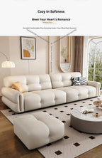 Italian Minimalist Sofa Modern Luxury Living Room Couch Straight Sofa Set Persons Genuine Leather Upholstered Furniture JT40