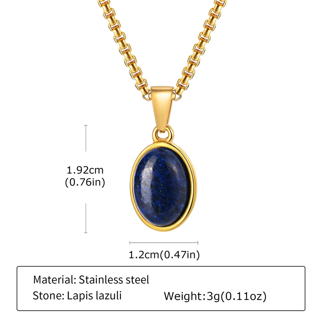 Trendy Pendant Necklaces for Men Boys,Square Natural Stone Stainless Steel Necklaces,Hip Hop Cool Healing Jewelry Gifts