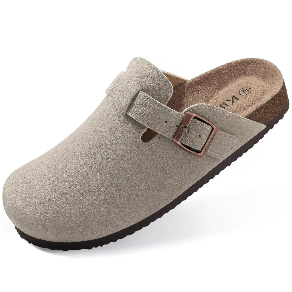 Crestar Fashion Clogs Slippers For Women Classic Suede Men Mules Cork Footbed Leather Potato Shoes With Arch Support Beach Slide
