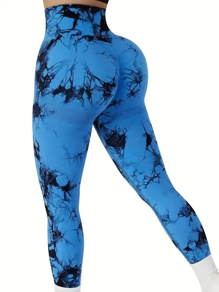 Tights Women Tie Dye Leggings High Waist Lifts Butt Tummy Control Push Up Seamless Yoga pants Ladies Workout Gym Clothing Main image