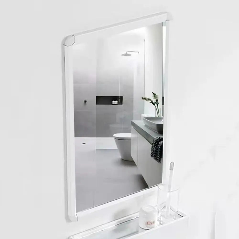 Rectangle Wall Hanging Mirror Metal Framed Black White Dressing Mirror Rounded Corner Wall-Mounted Makeup Mirrors Entryway