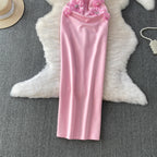 Chic vintage floral Three-dimensional Elegant Fairy korean fashion autumn Sundress women clothing