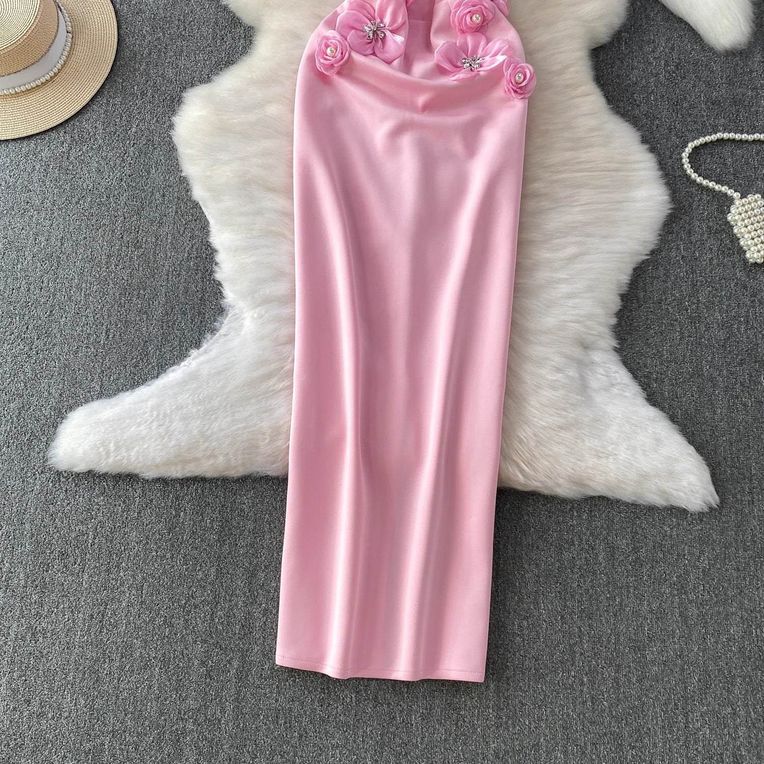 Chic vintage floral Three-dimensional Elegant Fairy korean fashion autumn Sundress women clothing