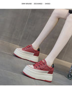 Fujin 9cm Cow Suede Genuine Leather Women Vulcanized Shoes Platform Wedge Skate Boarding High Brand Heels Casual Summer Shoes