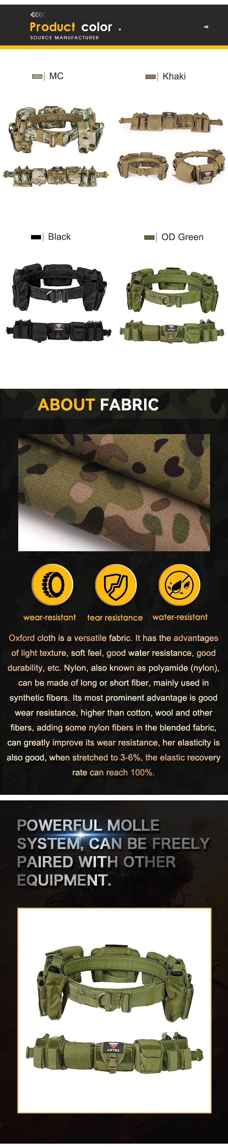 Tactical Waist Bag Hunting Tactical Battle Belt Sets Duty Belts Law Enforcement Airsoft Utility Belt with Accessories Pouches