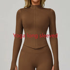 New Women Seamless Zipper Jacket Yoga Long Sleeved Gym Top Yoga Push Up Jacket Fitness Running Workout Sport Coat Women's Shirts