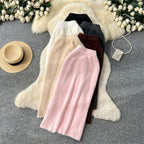 Fluffy Fuzzy Knit Midi Skirt For Women High Waist Slimming Straight Long Skirt Warm Soft Imitation Mink Cashmere Skirt SK604