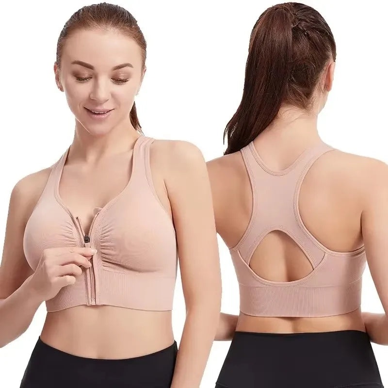 Women's sports bra fitness top front zipper design sports vest fashionable bra yoga gym sports bra Secondary image