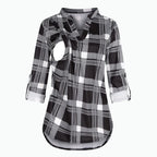 Women's Maternity Breastfeeding T-shirt V-Neck Solid Color Long Sleeve Nursing Tops Clothes for Pregnant Women