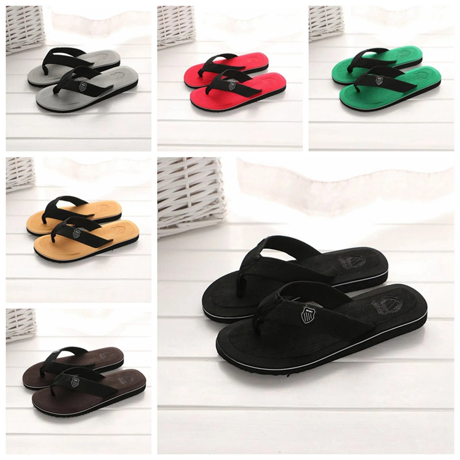 Men'S Flip Flops Simple Men'S Flip Flops Lightweight Casual Slippers Non-Slip Clip Foot Beach Vacation Seaside Play Comfortable Secondary image
