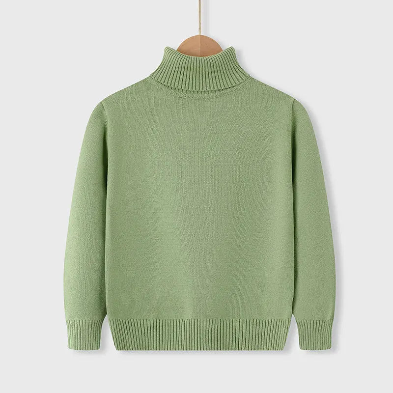 2026 Autumn Winter Children's Cotton Sweater Full Sleeve Turtleneck Knitwear Baby Boys Girls Clothing Warm Soft Jumper Pullovers