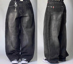 Street Vintage Jeans New Y2K Harajuku Wash Blue Multiple pockets Baggy Jeans Denim Pants Mens Womens High Waist Wide Trousers