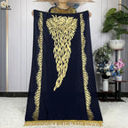 New Summer Short Sleeve Robe Cotton Loose Lady Dress With Big Scarf Gold Stamping Boubou Maxi Islam Women African Abaya Clothing