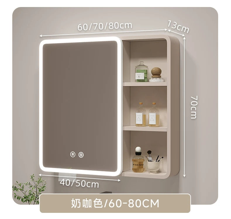 ‌Smart Corner Round Space Aluminum Mirror Cabinet, Wall Mounted Bathroom Storage with Shelves,Medicine Cabinet  Vanity Organizer