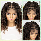 14Inch Full Lace Braided Wigs Synthetic Lace Frontal Twisted Braids Wigs with Baby Hair Knotless Box Braids Wig for Black Women